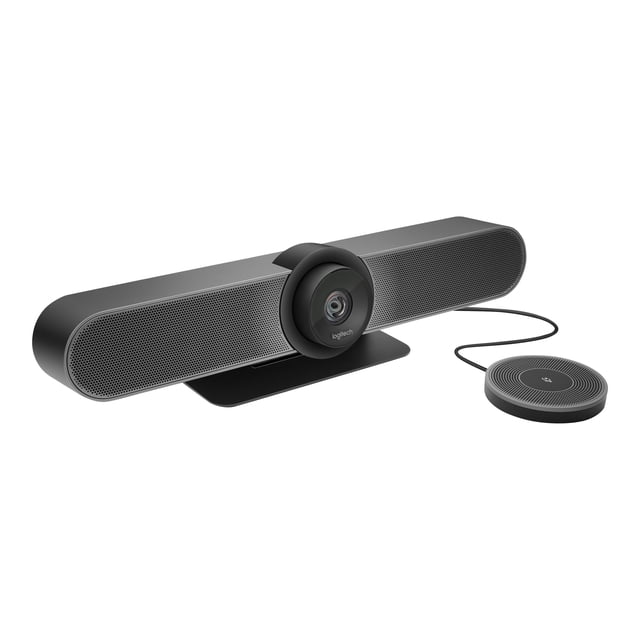 Logitech MeetUp Trousse de Vidéoconférence avec Microphone d'Extension Logitech, Dotée d'Un design compact Tout-en-un. la Trousse Comprend une Caméra Grand-Angle 4K Ultra HD avec un Champ de Vision de 120°, un Panoramique/inclinaison Motorisé et Trois Préréglages de Caméra pour une Qualité Vidéo Améliorée. audio Intégré avec microphones de Formation de Faisceaux et un Haut-Parleur Personnalisé Assure un Son Clair Optimisé pour l'Acoustique des Salles de Regroupement. le Microphone d'Extension Est Connecté via un Câble, Étend la Couverture audio pour les Grands Esp