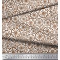 thumbnail image 3 of Soimoi Tissu Georgette Poly Brun Roue Tissu à Imprimé Ethnique au Mètre 42 Pouces de Large, 3 of 3