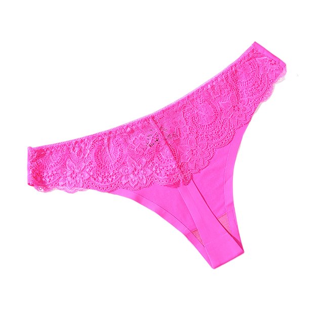 Dalazy Culotte Femme Taille Basse String Sans Couture Dentelle Lavable Aguichant Élastique Pyjama Femme Rose Rouge m