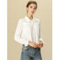 thumbnail image 3 of INSPIRE CHIC Women's Button Down Long Sleeve Cuff Ruffle Detail Blouse Shirt Tops, 3 of 6