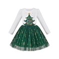 thumbnail image 1 of Robe Fille Verte Arbre de Noël Flocon de Neige Tutu Manches Longues 7 Ans, 1 of 6