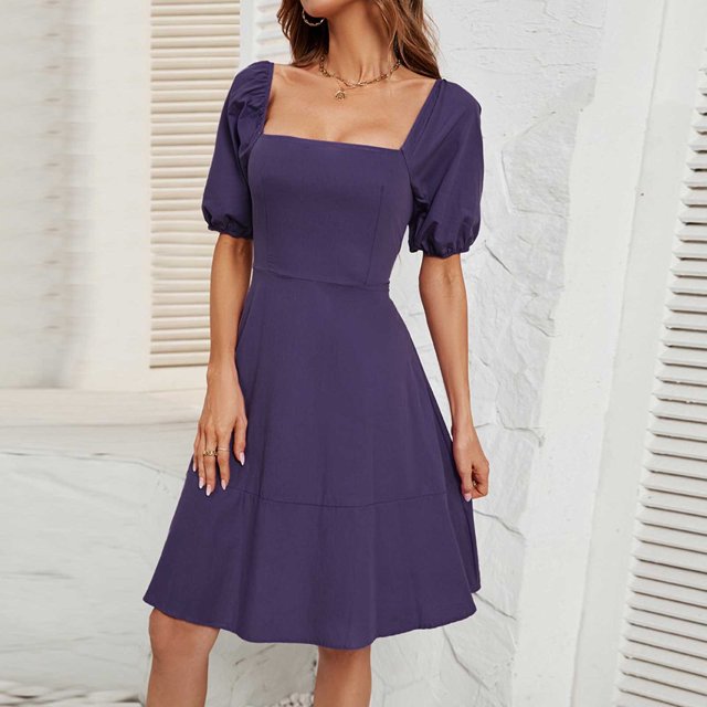 LOVZFMLL Robe Décontractée pour Femme à Couleur Unie, Col et Manches, Gris, P