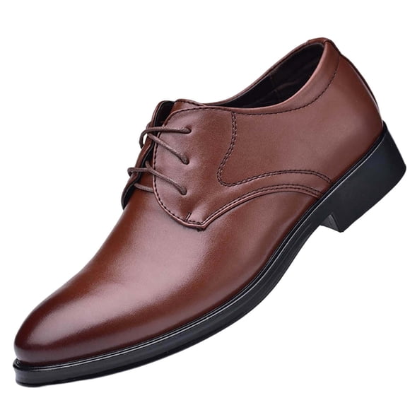 Mens Dress Shoes British Style Simplicity Pointy Toe Lace up Fashion Classic Formal Business Casual Comfy Leather Shoes Brown