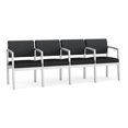 thumbnail image 1 of Lenox Steel Reception Waiting 4-Seat Chair / Silver Steel / Dark Gray / Black, 1 of 5