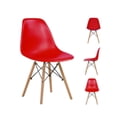 thumbnail image 1 of Red Eiffel Chair With Natural Wood Legs, Chair ideal for Dining Room, Kitchen, Living Room., 1 of 3