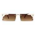 thumbnail image 1 of Retro Metal Geometric Deco Tip Rimless Sunglasses Gold Brown, 1 of 4