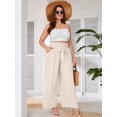 thumbnail image 2 of SHOWMALL Womens Plus Wide Leg Pants High Waisted Palazzo Trousers with Pockets, Ivory, 1, 2 of 9