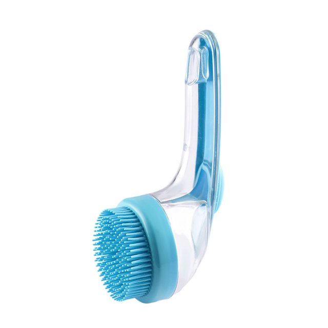 Binwennn Pet Bath Brush Long Handle Grooming Brush With Shampoo Dispenser | Soft Silicone Cleaning Brush For Cats Dogs Rabbits | Liquid Adding Pet Massage Brush For Bathing