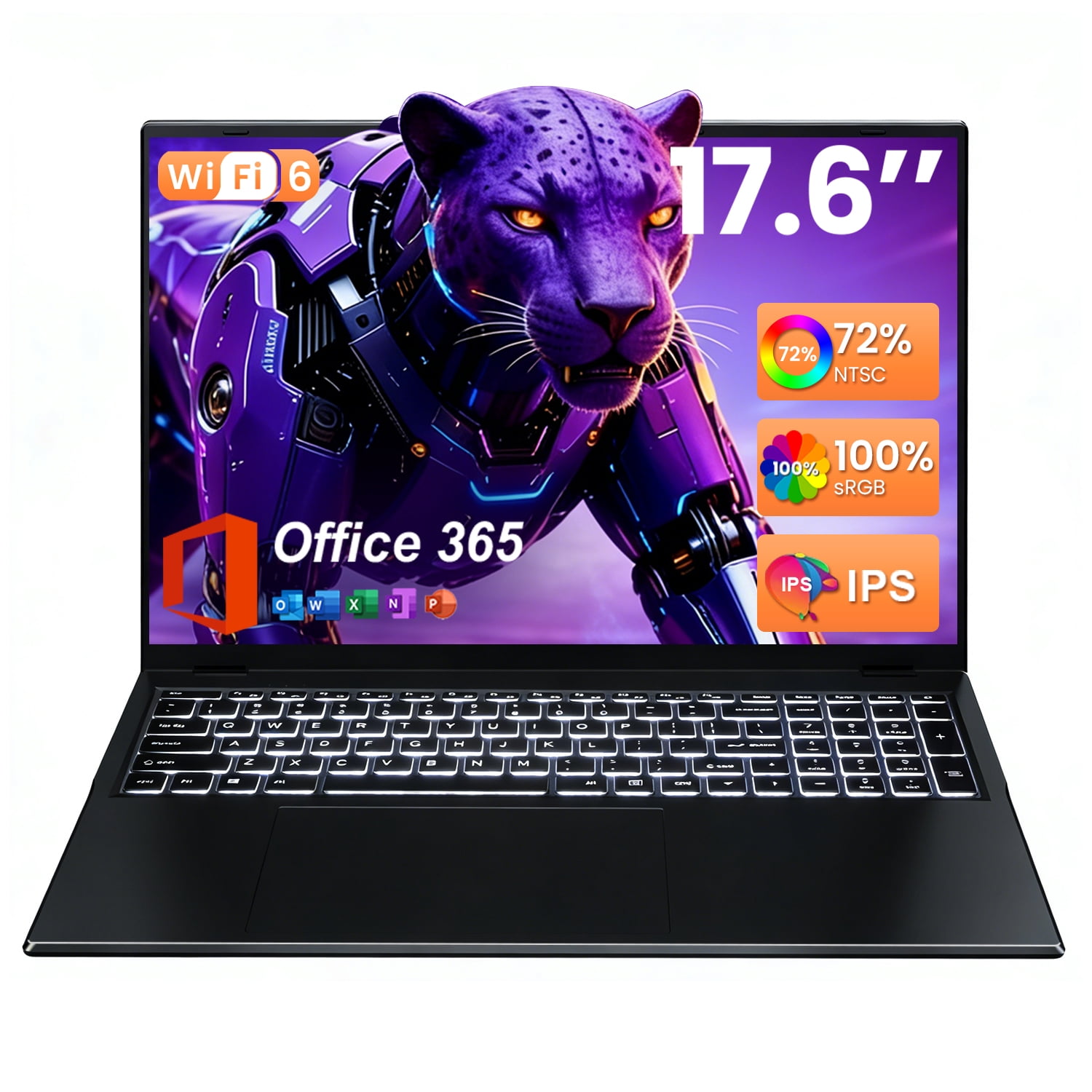 Jumper 17.6" Windows 11 Laptop, 16GB DDR4 640GB Storage Laptop Computer, 4-Core Intel N95 Processor(Up to 3.4GHz), 100% sRGB, Backlit Keyboard, 1yr Office 365 Free, Black