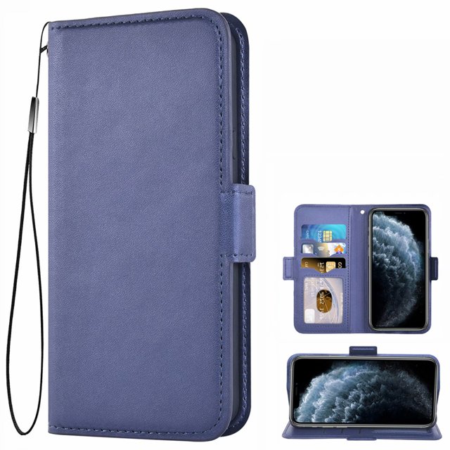 Iphone 11 Pro Cover Rfid, Iphone 11 Pro Protective Cover, Shockproof Mobile Phone Cover Stand Function Thickened Tpu Card Pocket Magnetic Closure Flip-Up Cover for Iphone 11 Pro (5.8 Inches) Blue