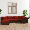 thumbnail image 1 of vidaXL 6 Piece Garden Lounge Set with Cushions Poly Rattan Brown, 1 of 5