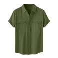 thumbnail image 2 of Chemise Boutonnée à Manches Courtes Décontractée Chemise Habillée Boutonnée à Manches Courtes Chemise Boutonnée à Manches Courtes pour Homme Chemise Habillée Boutonnée pour Homme Vert 2TG, 2 of 8