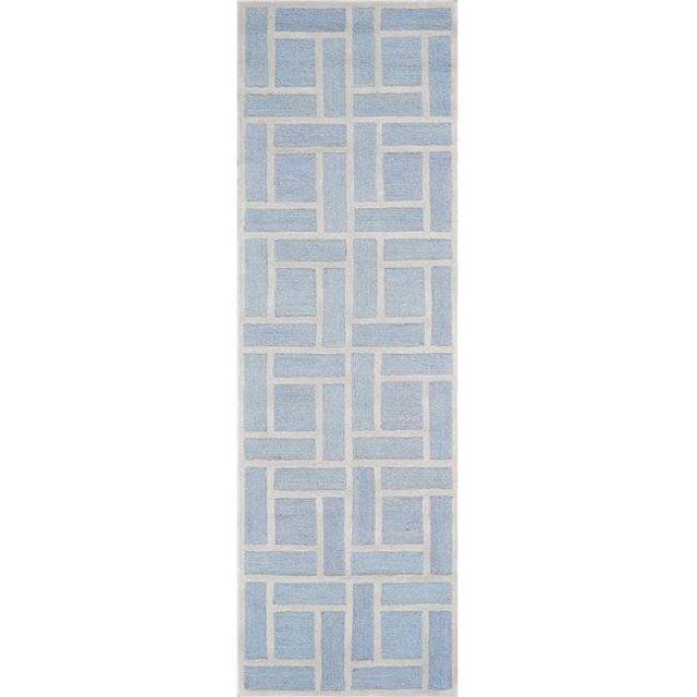 HomeRoots 353993 2 ft. 3 in. x 7 ft. 6 in. Runner Wool Ice Blue Area Rug