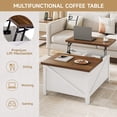 thumbnail image 4 of MARNUR Table Basse à Plateau Relevable avec Rangement, Table Basse de Style Ferme Convertible en Bois, Rectangulaire, 4 of 8