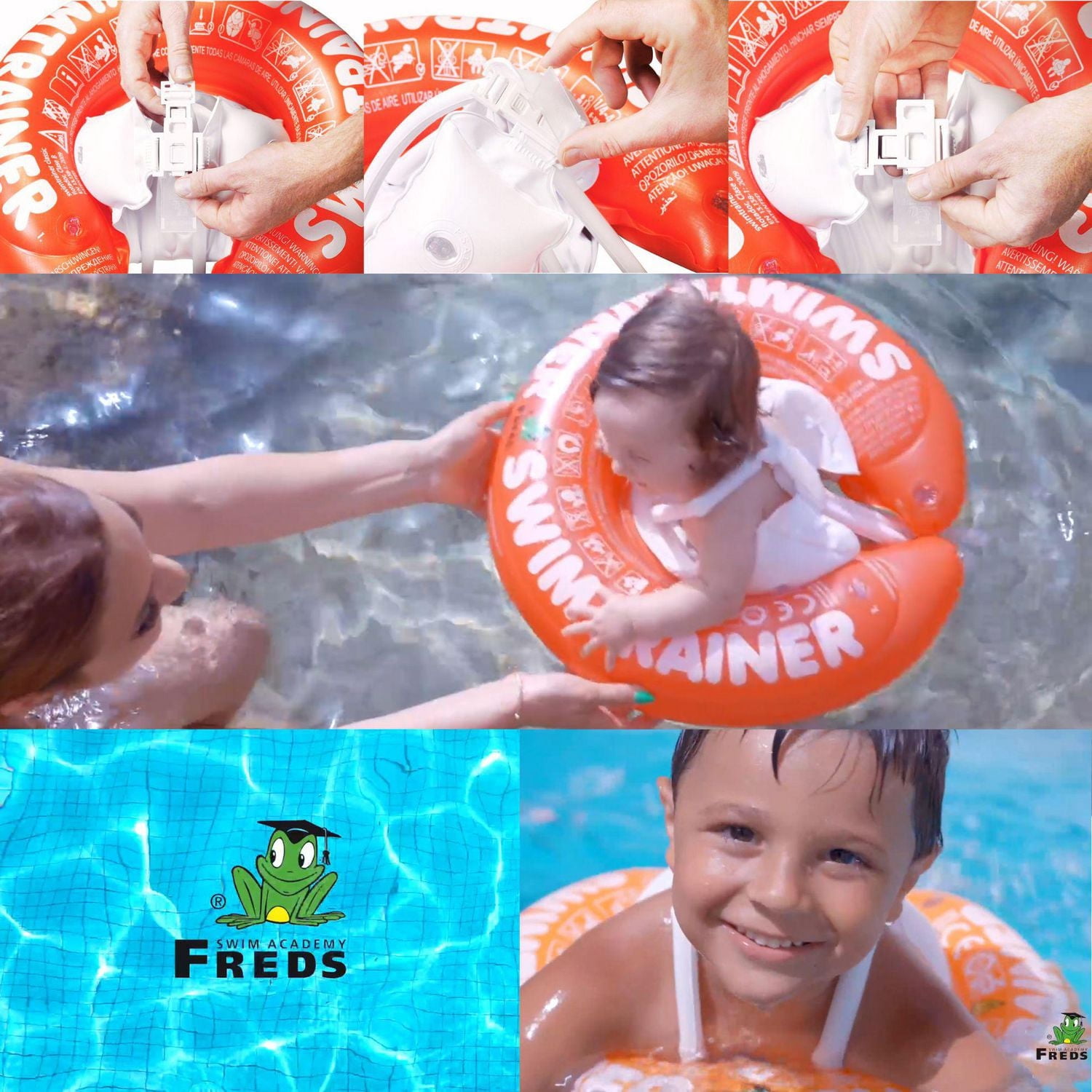 FREDS SWIM ACADEMY SWIMTRAINER Classic Rouge, Bouée de Piscine pour Bébés et Tout-Petits, de 3 Mois à 4 Ans (13-40 lb) 18 Pouces- 24 Pouces de Tour de Taille Ajustable Aide pour Apprendre à Nager en Toute Sécurité