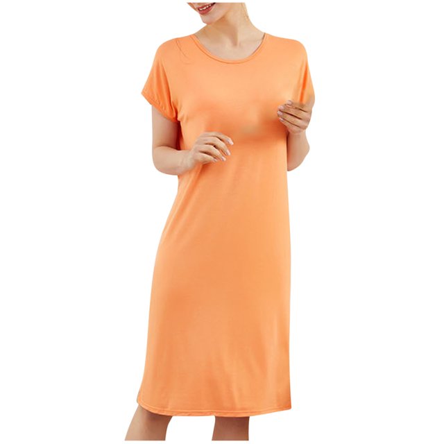 Besolor Chemises de Nuit Grande Taille pour Femmes Été Confortables à Manches Courtes Col Ras du Cou Vêtements de Nuit Chemises de Sommeil Robe de Nuit