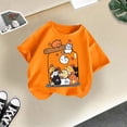 thumbnail image 2 of HNMKIU T-Shirt d'Été Décontracté pour Filles avec Imprimé Graphique Mignon, Col Rond, Manches Courtes, T-Shirt Confortable pour Enfants, Orange, 5-6 Ans, 2 of 4