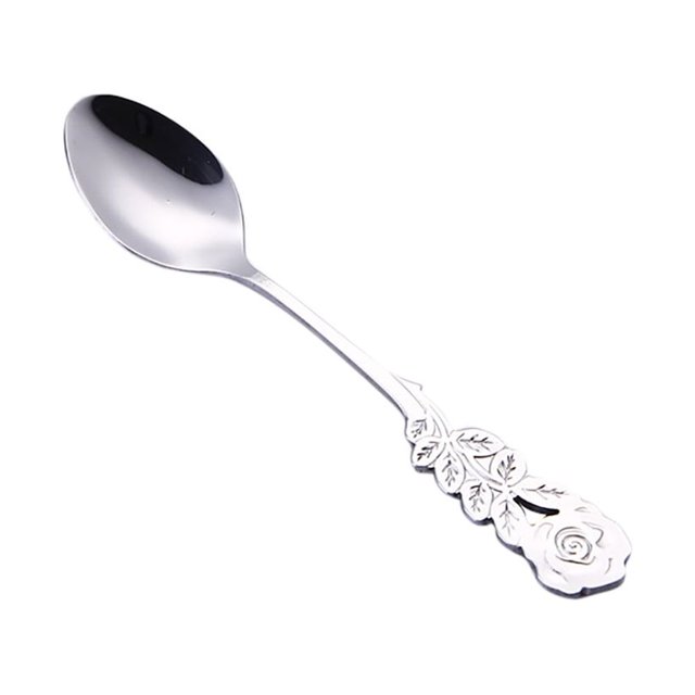 pdqouc Stainless Steel Flower Spoon Coffee Tea Spork Flatware Dessert Tool Mini Tea Coffee Ice cream Dessert Scoop Spoon Mini Tableware Ice Cream Decorative Spoons for Cafe Kitchen Dining Bar
