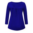 thumbnail image 5 of Timegard Tops for Women Ruched Notched V-Neck Long Sleeve Button Blouse Dressy Casual Tunic Tops, 5 of 5