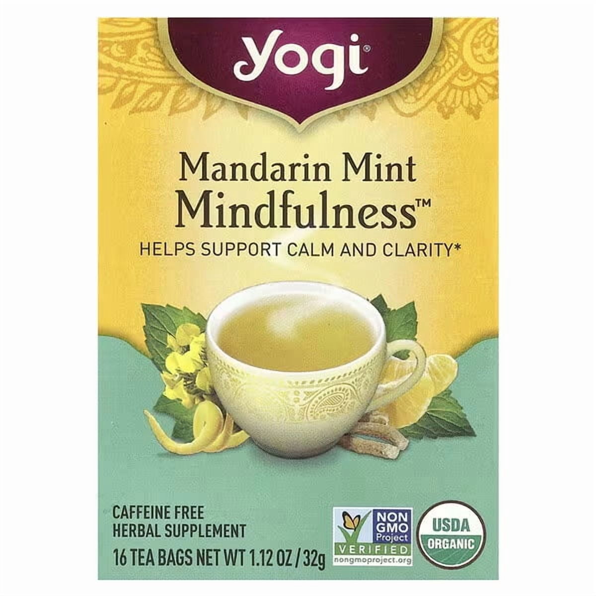 Yogi Tea, Mandarin Mint Mindfulness, Caffeine Free, 16 Tea Bags, 1.12 oz (32 g)