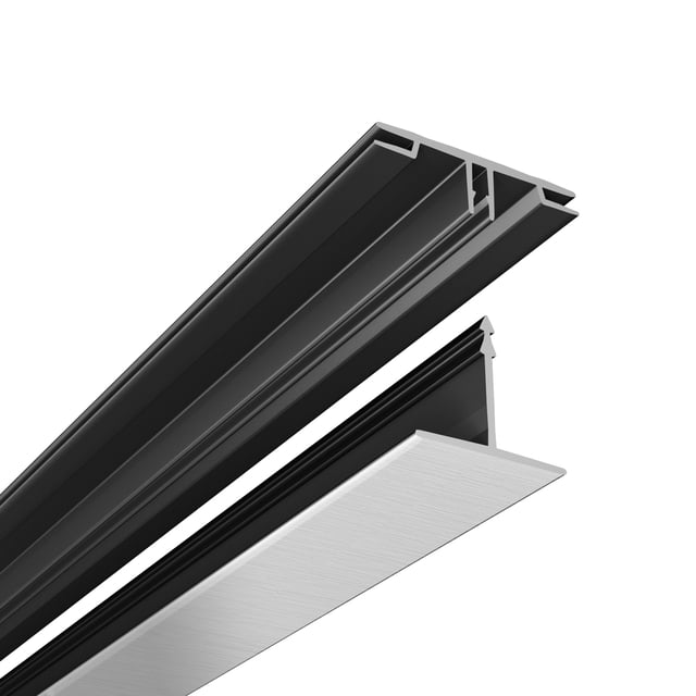 CeilingMAX 100 sq. ft. Brushed Aluminum Surface Mount Grid Kit with durable PVC vinyl components, including top hangers, runners, cross tees, and wall brackets. This surface mount grid system is designed for easy snap-in installation and works with 2 ft. x 2 ft. or 2 ft. x 4 ft. ceiling tiles. It provides a rust-free, scratch-resistant solution for covering old tile ceilings, floor joists, plaster, or drywall while conserving up to 6 inches of ceiling height.