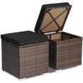 thumbnail image 1 of Costway 2 Pcs Poufs de Patio en Rotin Table d'Appoint Coffre de Rangement Repose-Pieds avec Coussin Noir, 1 of 10