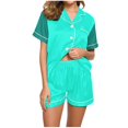 thumbnail image 1 of Yuyuzo Pajama Sets for Women 2 Piece Short Sleeve Button down Shirts Lounge Sets Color Block Soft Pj Sets, 1 of 5