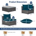 thumbnail image 3 of Costway 7PCS Patio Rattan Furniture Set Sectional Sofa Cushioned Garden Peacock Blue, 3 of 10