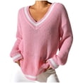 thumbnail image 1 of Timegard Chandails pour Femmes Col en V Profond Ample Confortable Mignon Chandail Blouse Automne Décontracté Manches Longues Hauts, 1 of 9