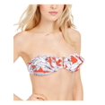thumbnail image 1 of RACHEL RACHEL ROY Women's Red Floral Stretch U-Wire Removable Cups Bikini Convertible Ruffled Island Getaway Bandeau Swimsuit Top S, 1 of 4