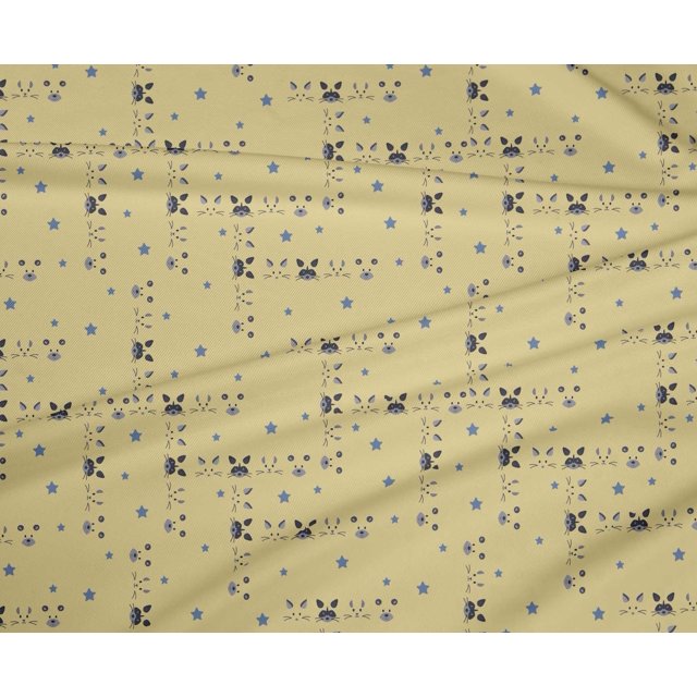 oneOone Polyester Lycra Fabric Star & Faces Animal Fabric Prints by Yard 56 Inch Wide