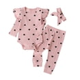 thumbnail image 2 of DPTALR Toddler Baby Kids Girls Heart Print Ruffle Romper Pants Headband Clothes Suit, 2 of 9