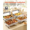 thumbnail image 3 of VEVOR Plat Rectangulaire Anti-Frottement, 9 Qt Lot de 4 Plat Anti-Frottement en Acier Inoxydable, Ensemble Complet de Réchaud/chauffe-Aliments avec Poignée Ajourée, 2 Pinces Alimentaires, Couvercle, Support pour Carburant, Plats Anti-Frottement pour Banquet Fête Mariage, 3 of 9