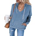 thumbnail image 4 of RKSTN Womens Sweatshirt Fashion Casual Slim Zipper Hoodie Solid Color Drawstring Fit Soft Tops with Pockets, 4 of 8