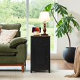 thumbnail image 3 of CHIC HOUSE Tables d'Extrémité pour Salon avec Station de Recharge, Table de Chevet Style Ferme pour Chambre avec Tiroir de Rangement, Tables d'Appoint Étroites Tables d'Accent, Petites Tables pour Petits Espaces, Noir, 3 of 11