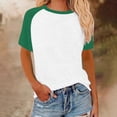 thumbnail image 5 of Womens Summer Raglan T-Shirts Color Block Plus Size Baseball Tees Casual Short Sleeve Loose Pullover Green, L, 5 of 5