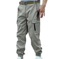 thumbnail image 1 of Cameland Mens Cargo Pants Casual Solid Multiple Pockets Multi Multifunctional Work Trousers Pants, 1 of 3