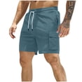 thumbnail image 2 of Sentmoon Cargo Shorts for Men Breathable Summer Loose High Waist Mens Corduroy Shorts Drawstring Solid Color Running Shorts Multi Pocket 2025 Athletic for Relaxing at Home Sky Blue XXL, 2 of 7