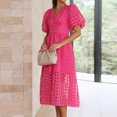 thumbnail image 4 of Ketyyh-chn99 Robes d'Été pour Femmes Grande Taille Robe Mini Robe de Fête Robe T-shirt Décontractée Robes à Manches Longues Robe Boho de Plage Rose Vif,TG, 4 of 5