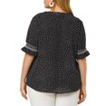 thumbnail image 3 of Agnes Orinda Women's Plus Size Blouses Pin Dots V Neck Ruffle Short Sleeve Spring Summer Boho Tops 4X Black, 3 of 7