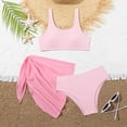 thumbnail image 2 of MIASHUI Maillot de Bain Fille 3 Pcs Bikini avec Paréo, Rouge, 7-8 Ans, 2 of 6