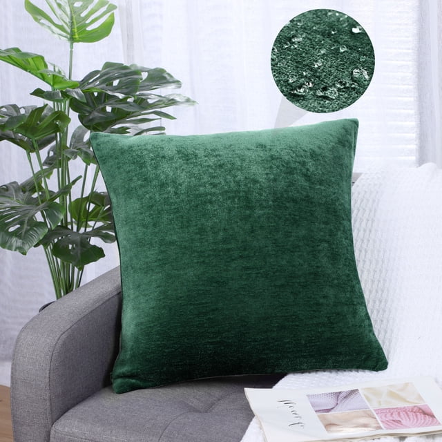 PiccoCasa Soft Water Repellent Throw Pillow Covers Emerald Green 18x18 Inch