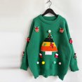thumbnail image 4 of TIMIFIS Chandails de Noël Laids pour Femmes Automne Manches Longues Mignon Renne Arbre de Noël Imprimé Col Rond Hauts Chandail Décontracté Hiver Extensible Chandail Tricoté, 4 of 5