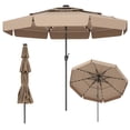 thumbnail image 2 of Costway 10 FT Solar Patio Umbrella with 32 LED Lights 3-Tier Vented Top & Ruffles Brown, 2 of 10