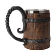 thumbnail image 2 of Tasse à Bière en Bois Fait Main en Verre avec Poignée en Acier Inoxydable Double Paroi pour Bar, 2 of 8