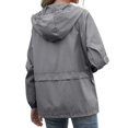 thumbnail image 2 of Veste à Capuche pour Femmes Imperméable avec Cordon de Serrage Veste de Randonnée Manteau de Sport Extérieur, 2 of 6