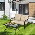 thumbnail image 3 of Gymax Ensemble de 2 Pcs pour l'Extérieur Causeuse avec Coussins Banc de Patio Sofa avec Table à Café, 3 of 10