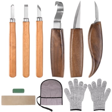 Uxcell Outils de Sculpture sur Bois Ensemble 10-en-1 Outil de Sculpture à la Main avec Sac à Rouleau