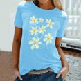 thumbnail image 2 of KIHOUT Nouveau Haut de Mode d'Été pour Femmes 2025, T-Shirt à Manches Courtes à Col Rond Décontracté à Imprimé Floral Bleu Ciel TG, 2 of 5