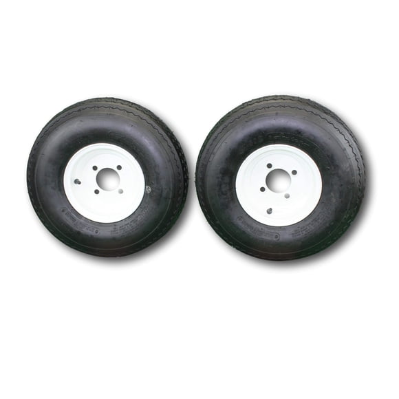 Antego Lot de 2 Pneus de Remorque sur Jante 570-8 5.70-8 Charge C 4 Écrous Roue Blanche